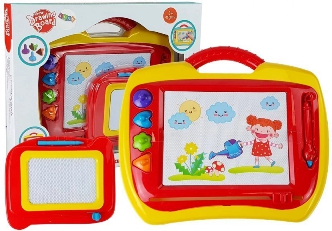 Magnetic drawing board magnadoodle – set of 2 pcs, red–yellow
