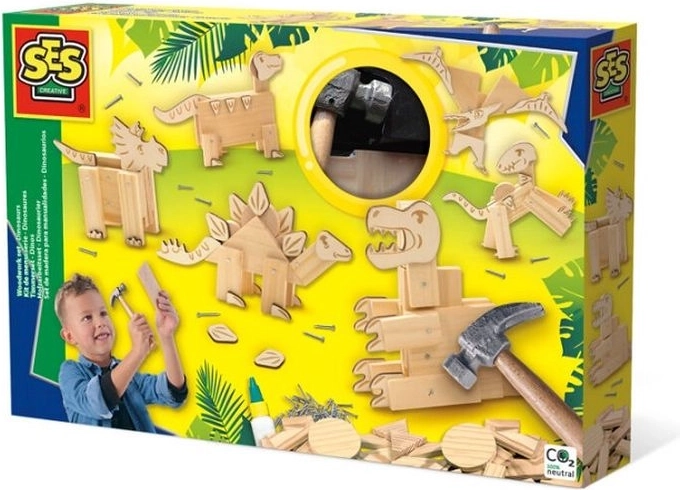 SES puidust naelutamiskomplekt dinosaurused