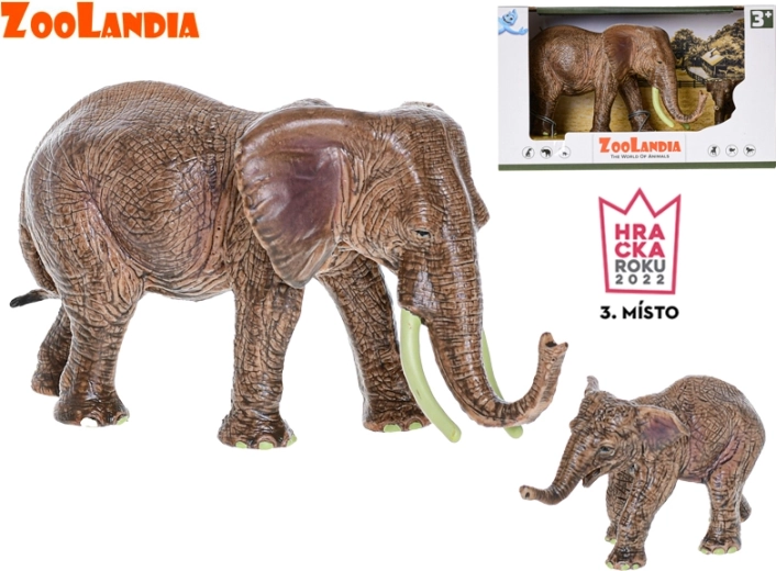 Zoolandia elephant mother with calf – plastic zoo figurines