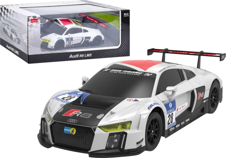 RC car 1:24 sports AUDI R8 LMS, white‑black