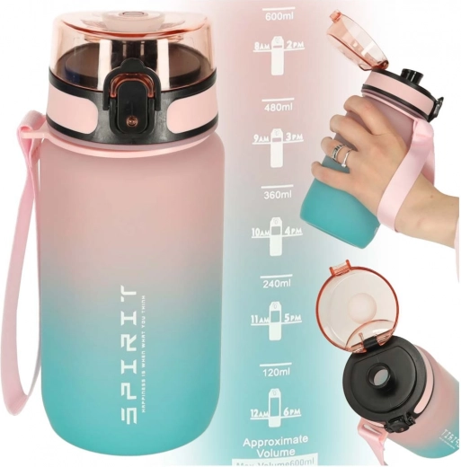 Sportlik joogipudel huulikuga 600 ml roosa-sinine