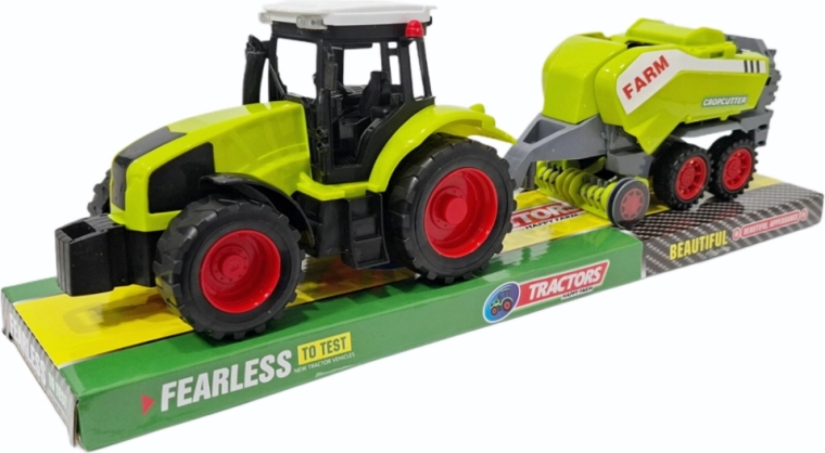 Tractor with Farm Machine and Trailer – Plastic Set for Kids