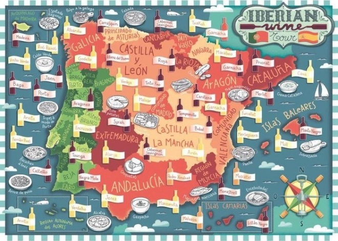 Ravensburger pusle Ibeeria poolsaare kaart – veinipiirkonnad 1000 tükki