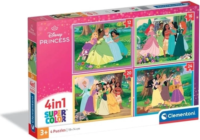 Clementoni SuperKolor pusle 4-in-1 Disney Princess