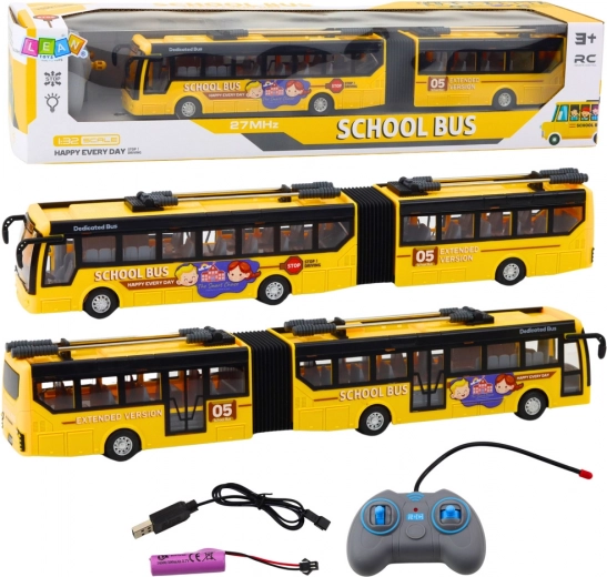 Remotely Controlled School Trolleybus Articulated 1:32 Yellow