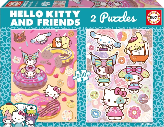 Puzzle EDUCA Hello Kitty ja sõbrad – Sõõrikud, 2×500 tükki