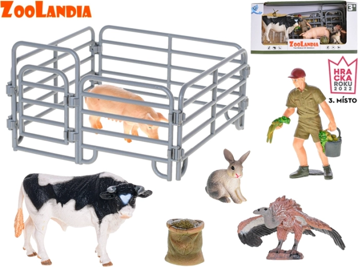Zoolandia talu härja ja loomadega – mängukomplekt tarvikutega