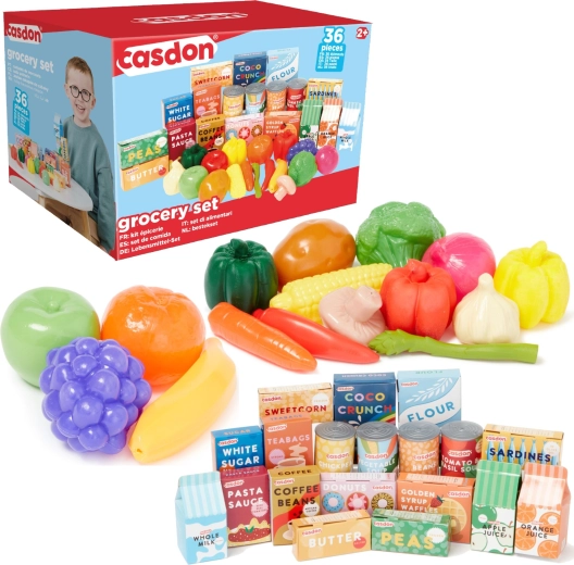 CASDON laste toidusari – plastist puu- ja köögiviljad, 36 osa