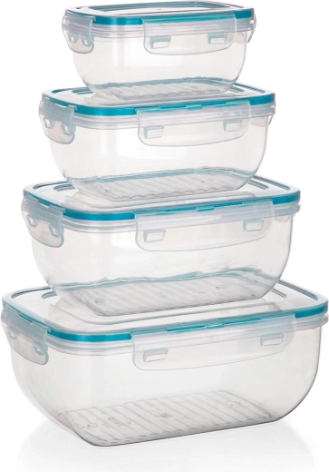 LEYA Rectangular Airtight Food Containers – Set of 4 (0.14–2.3 L)