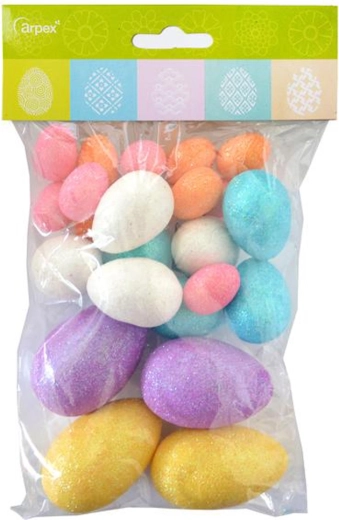 Brocade decorative eggs – set of 24 pcs, mixed sizes
