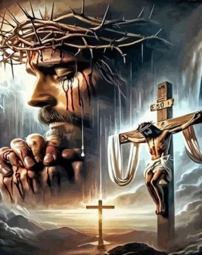 Norimpex teemantmaal „Jeesus – leinamine suurel reedel” 30 × 40 cm