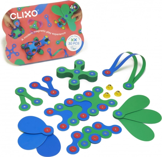 Clixo crew blue and green magnetic building set 30 pcs