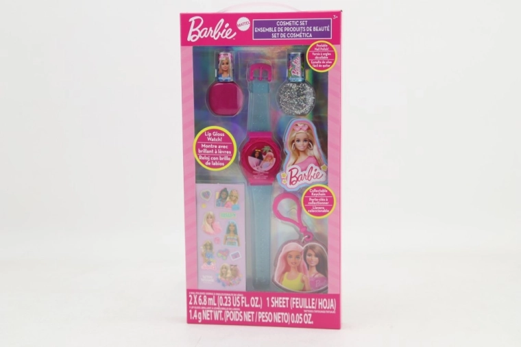 Barbie cosmetic set with lipstick and nail polishes