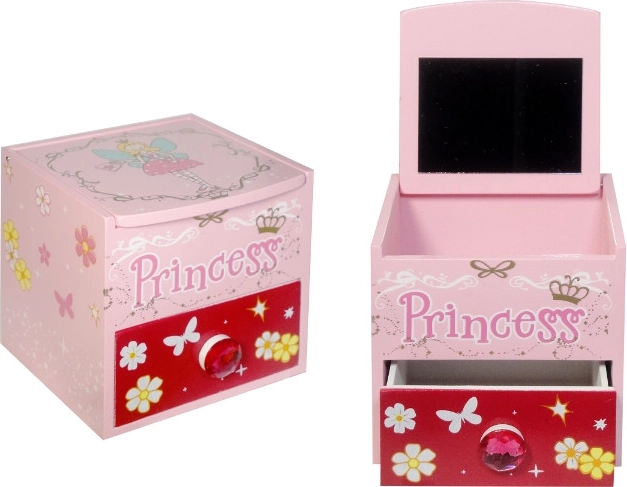 Roosa puidust ehtekarp peegliga Princess
