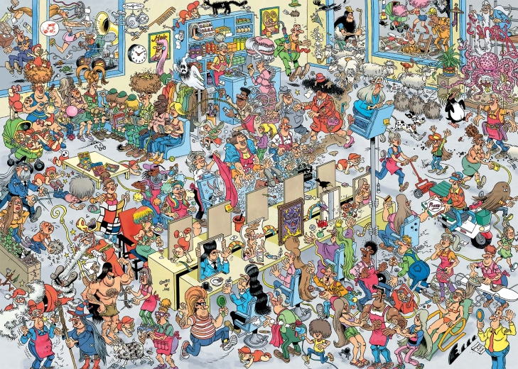 Pusle „Juuksuri juures“ 1000 tükki, autor Jan van Haasteren