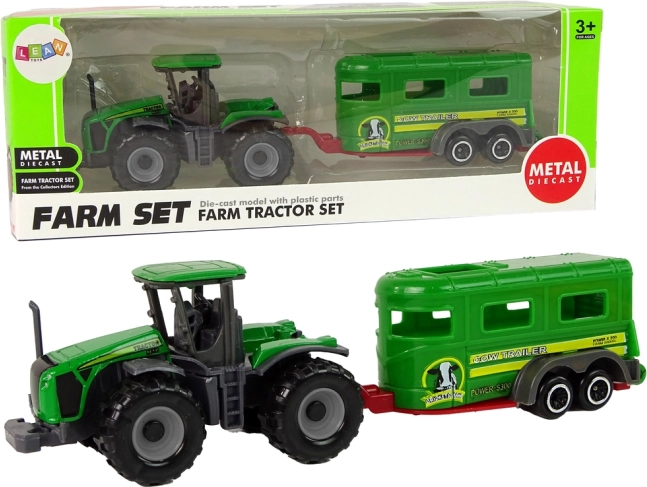 Roheline traktor haagisega – laste talukomplekt
