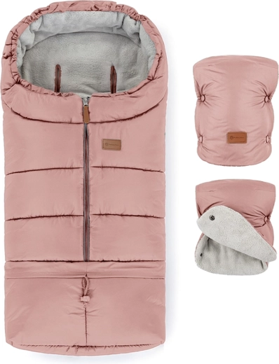 Petite&Mars komplekt: talvine soojakott Jibot 3v1 ja vankri käepideme kindad Jasie dusty pink