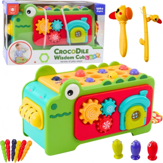 Sensory educational crocodile cube with maze and xylophone