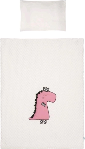 3-osaline beebivoodi voodipesukomplekt Belisima dino 3D, 90 × 120 cm, kreemjas-roosa