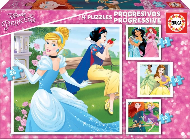 Educa pusle Disney printsessid 4-in-1 lastele (12–25 tükki)
