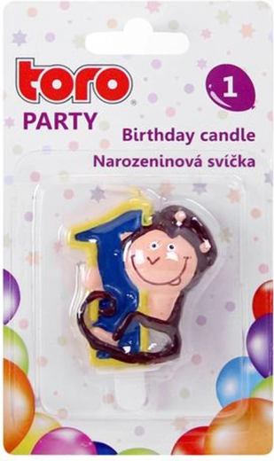 Birthday cake candle number 1 with monkey TORO 5 cm