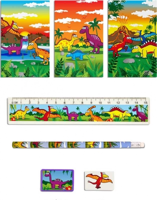Writing set with dinosaur motif