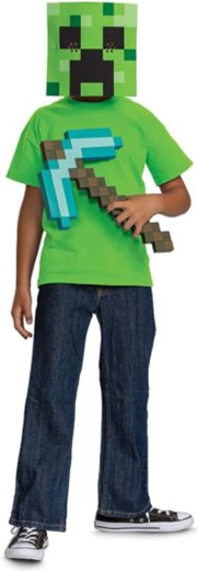 MINECRAFTi Halloweeni kostüüm – teemantkirkas ja Creeperi mask