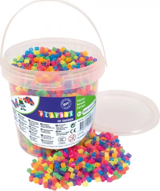 PLAYBOX Iron-on Beads in Bucket - Neon 5000 pcs