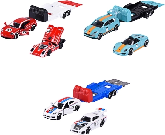 Majorette Porsche haagisega 1:64 – metallmudelite komplekt