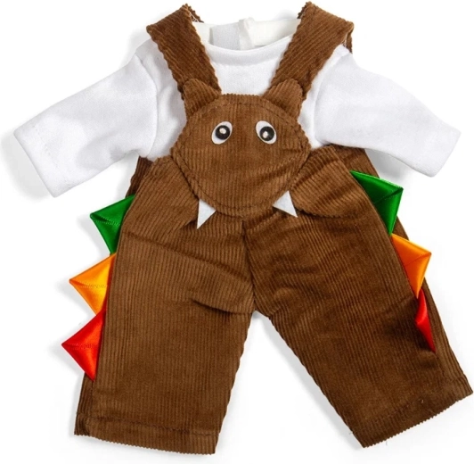 Bigjigs Toys brown corduroy dungarees with bib and shirt for a 28 cm doll