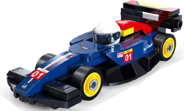 Dark blue racing car full of details