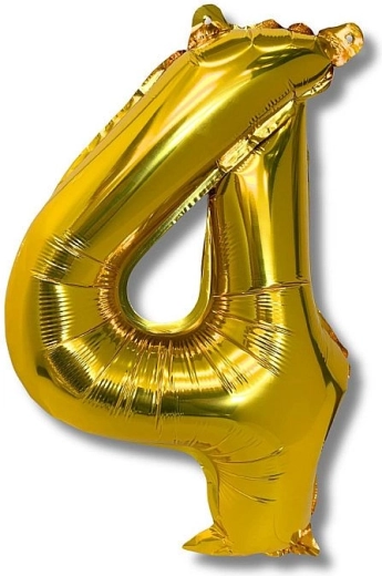 Foil Balloon Number 4, 40 cm, Gold
