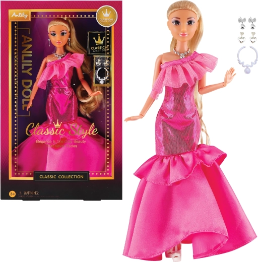 Fashion doll in formal dress – dark pink