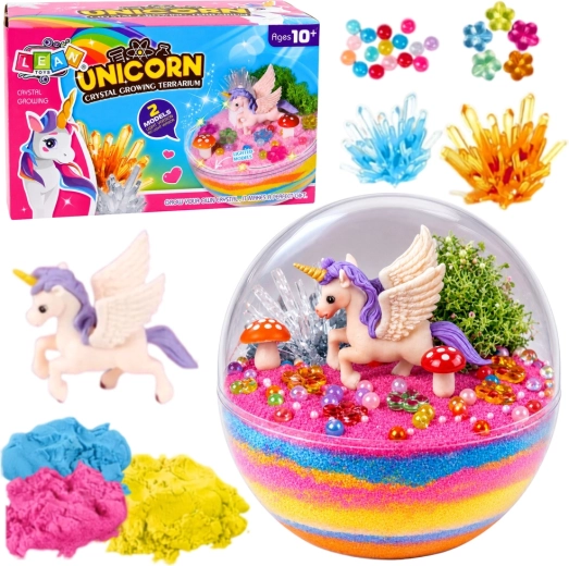 Creative crystal-growing kit – unicorn terrarium with lights - 1 piece