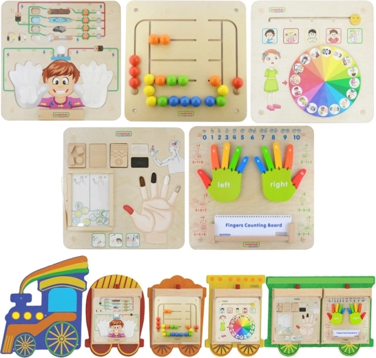 Masterkidz Flex Train Set 5-in-1 – Wall-Mounted Sensory and Motor Skill Boards