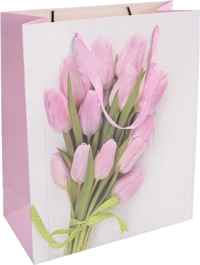 Tulbimotiiviga kinkepaberkott 26 × 10 × 32 cm