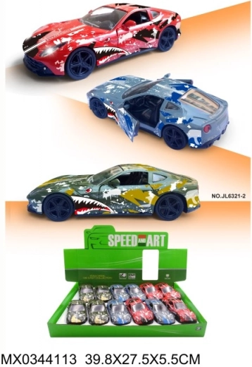 Metal sports car Animals with opening doors and pull-back drive