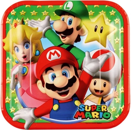 Super Mario paberist taldrikud 18 × 18 cm (8 tk)
