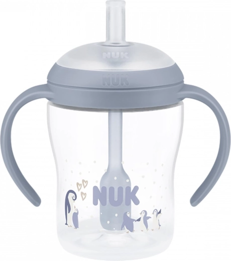 NUK Perfect Match training bottle with silicone straw 150 ml, penguin
