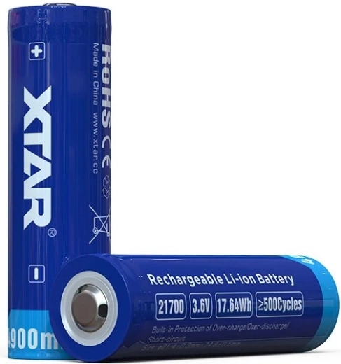 XTAR Li-ion aku 21700 3,7 V 4900 mAh kaitsega – 1 tk