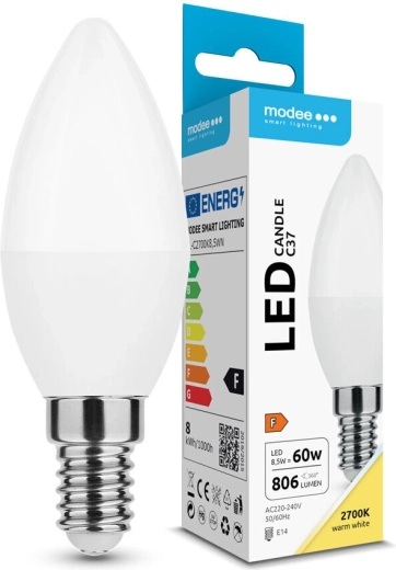 LED-küünallamp C37 8,5 W E14 806 lm soe valge Modee
