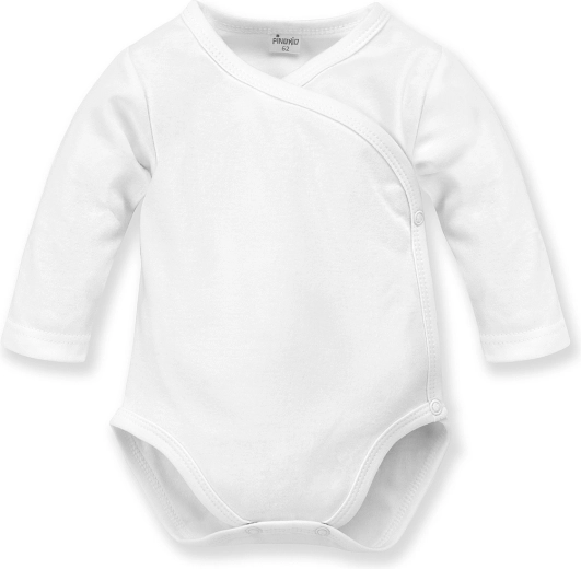 Pinokio wrapover bodysuit with long sleeves Lovely Day, white, size 68