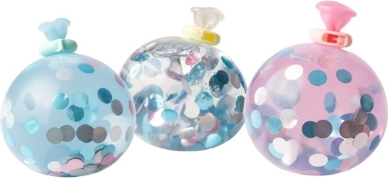 Finished squeeze balloons with confetti