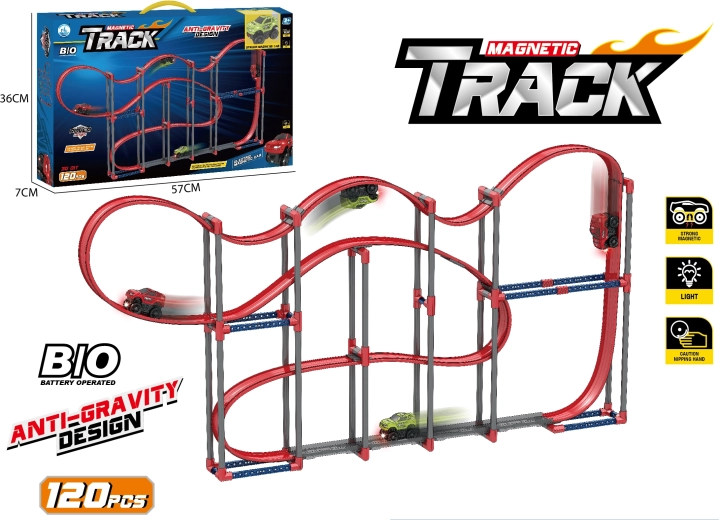 Anti-Gravity Slot Car Track with Light Effects, 120 Pieces