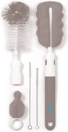 BabyOno brush for cleaning bottles and pacifiers with interchangeable handle, gray