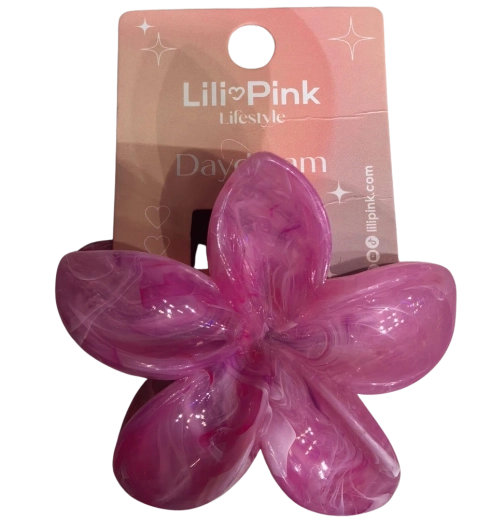 PINK suur juukseklamber lillekujuline, marmorjas roosa