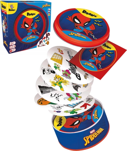 Asmodee Dobble Spider-Man – tähelepanu ja kiirust nõudev seltskonnamäng plekk-karbis