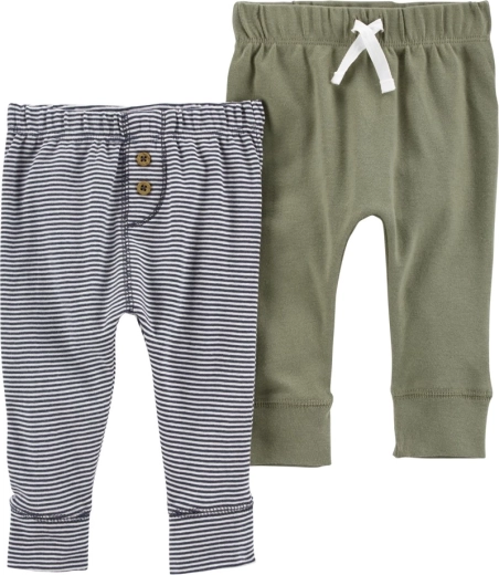 Carter’s sweatpants for boys, green and striped, 2 pcs, size S (56)