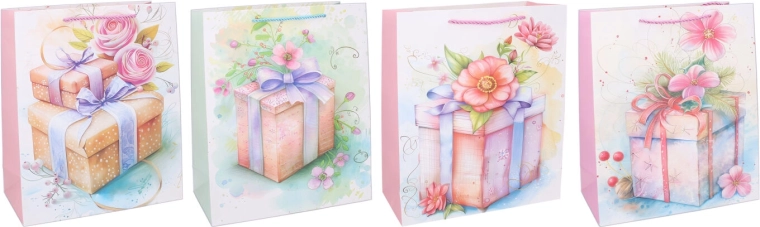 Gift Paper Bag M 26 × 32 × 10 cm – year-round, floral design