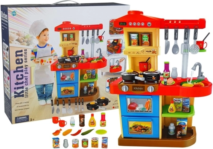 Kids’ kitchen with sounds and lights and a working faucet